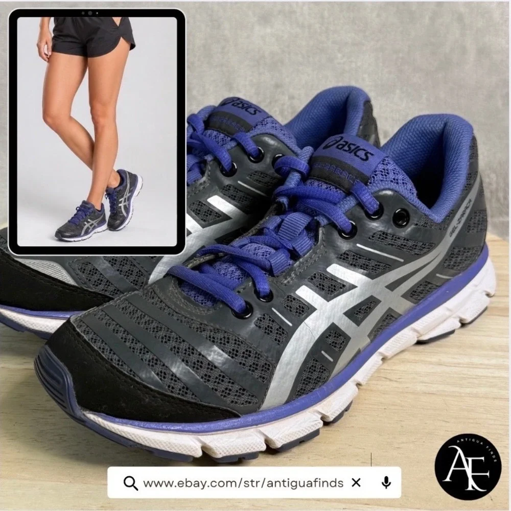 Asics Gel-Zaraca‎ Womens Running Shoes Grey Black Purple Low Top Sneakers